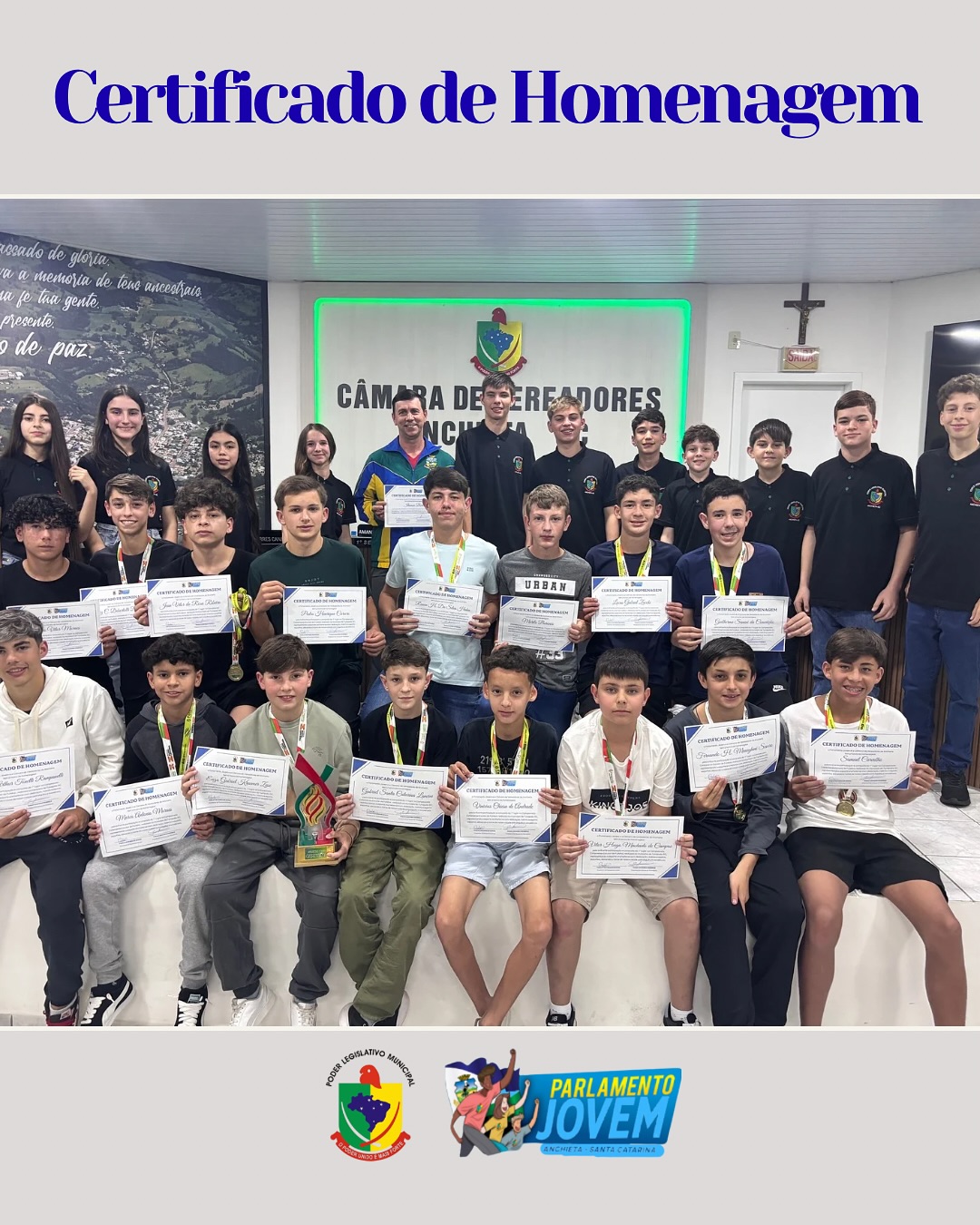 🏆 Atletas de Anchieta são homenageados por conquista no Campeonato Catarinense Escolar de Futebol