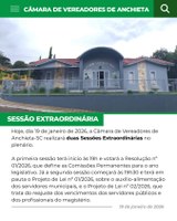📢 Câmara de Vereadores de Anchieta realiza duas Sessões Extraordinárias