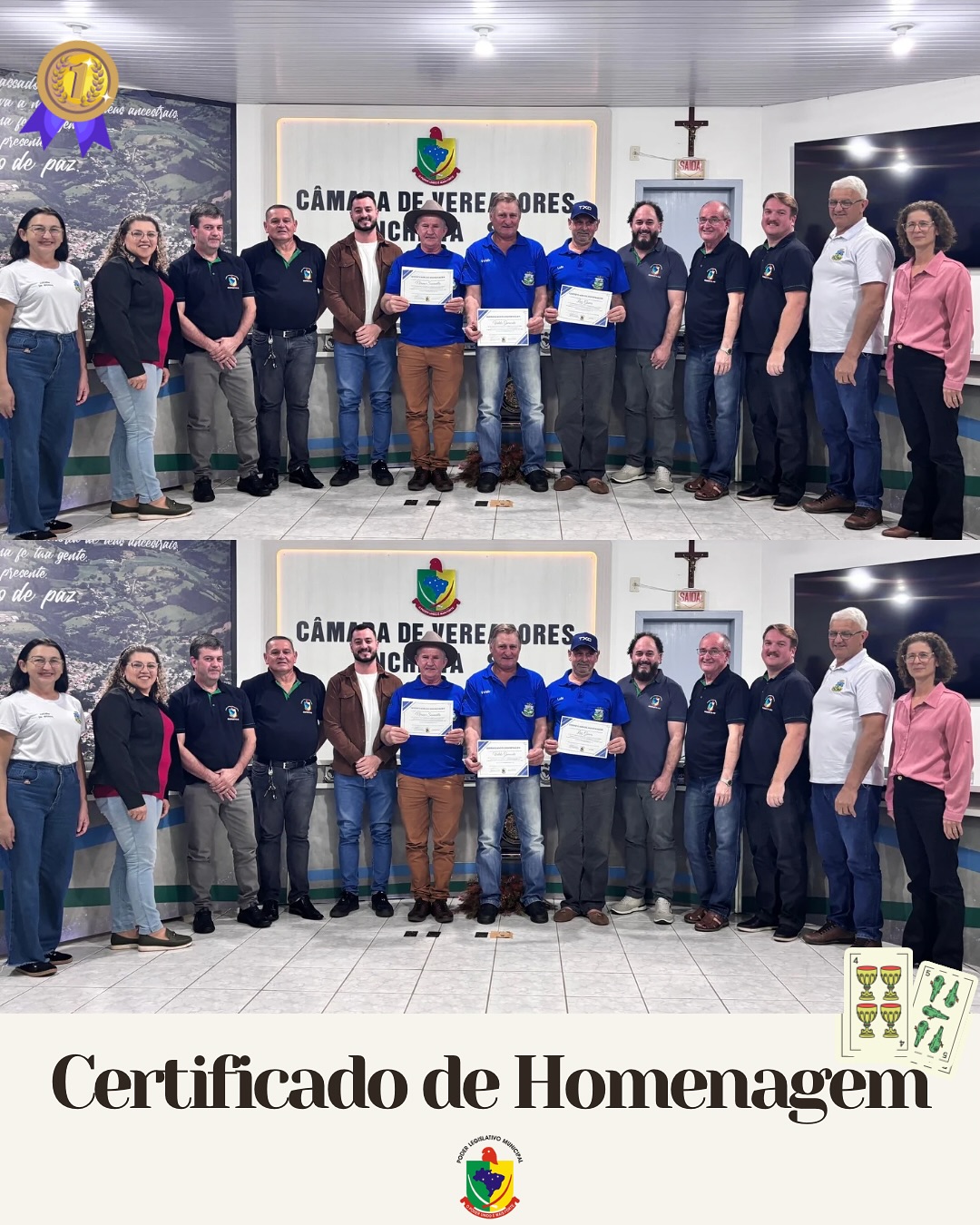 Câmara entrega Moção de Aplausos aos campeões do truco nos JASTI 2025