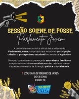 Cerimônia de Posse do Parlamento Jovem acontece no dia 30 de maio