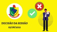 DECISÕES TOMADAS NA SESSÃO DE 05 DE AGOSTO DE 2021